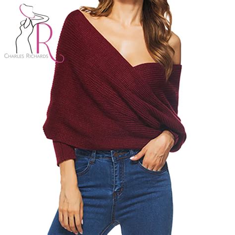 off shoulder criss cross sexy knit sweater 2018 women fashion autumn winter batwing sleeve
