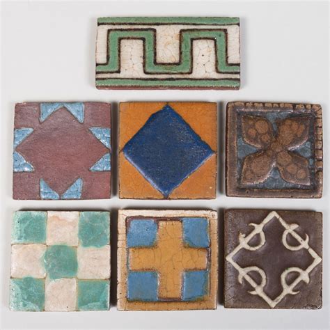Group Of Seven Grueby Pottery Tiles Barnebys