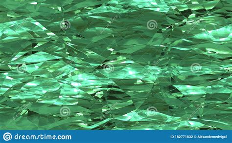 Green Crumpled Foil Seamless Background Texture Stock Illustration