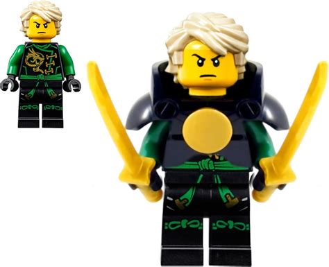 Lego Green Ninja Ninjago Lloyd Zx Minifigure With 2 Swords