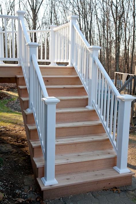 Cedar Deck Stairs With Azek Composite Railing In Mansfield Ct Balcony