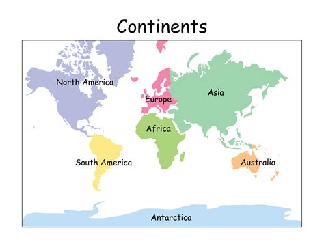 Map Of The World With Labeled Continents United States Map