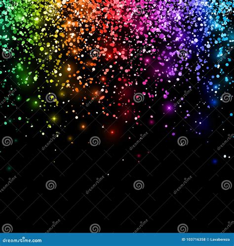 Multicolor Falling Glitter On Black Background Vector Stock Vector