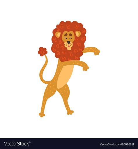 Cute Lion Cartoon Character Standing On Two Legs Vector Image