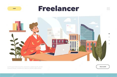 Premium Vector Freelance Occupation Concept With Freelancer Man