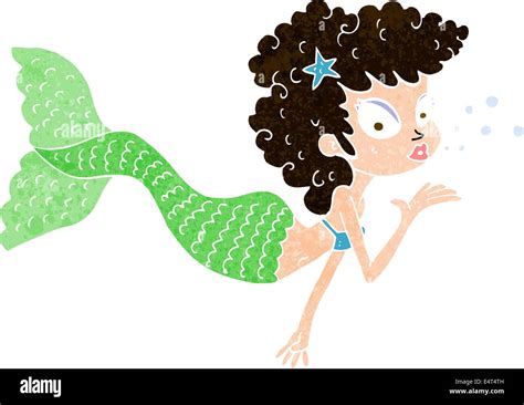Cartoon Mermaid Blowing Kiss Stock Vector Image And Art Alamy