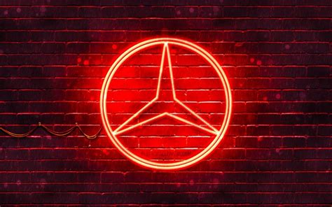 Download Wallpapers Mercedes Benz Red Logo 4k Red