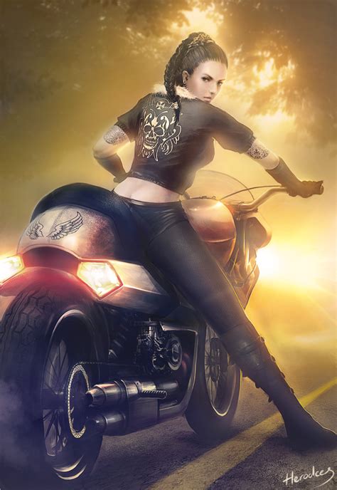 Fallen Angel Artist Martin Maceovic Motorbike Girl Motorcycle Art Motorcycle Outfit