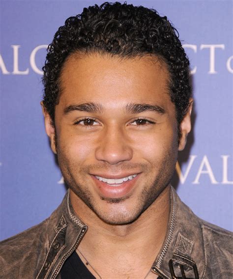 Corbin Bleu Short Curly Casual Afro Hairstyle Dark Brunette Hair Color