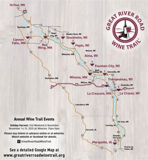 Great River Road Wine Trail Map Map To Wineries And Vineyardsgreat River