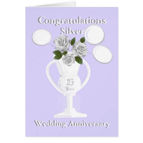 Silver Wedding Anniversary Congratulations 25 Yrs Greeting Card Zazzle