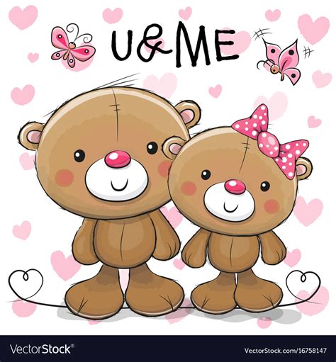 Two Cute Cartoon Teddy Bears Royalty Free Vector Image
