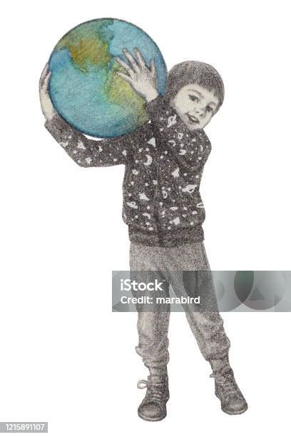 Ilustración De Día De La Tierra Niño Sosteniendo Mundo Mundo Y Más