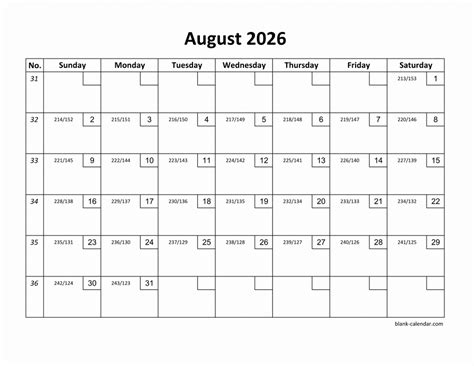 Free Download Printable August 2026 Calendar With Check Boxes
