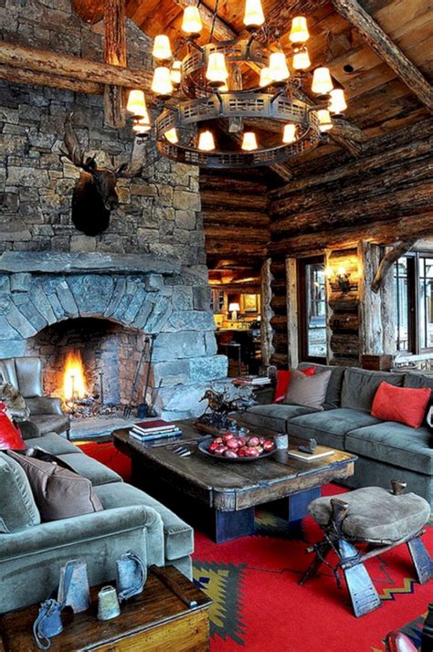 These living rooms will make you want to redecorate right now. 49 Superb Cozy and Rustic Cabin Style Living Rooms Ideas ...