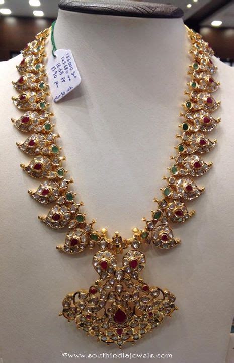 Gold Polki Mango Necklace Design South India Jewels