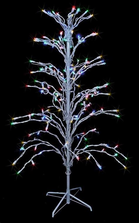 4 Multi Led Lighted Christmas Cascade Twig Tree Outdoor Decoration