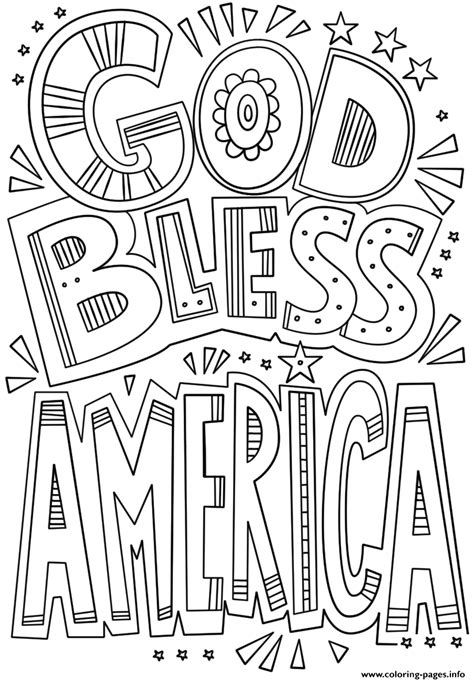 God Bless America Doodle Coloring Page Printable