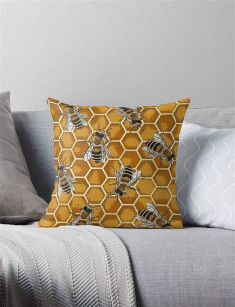 Honey Bee Cushion Beehive Honeycomb Throw Pillow Beekeeper Etsy Uk