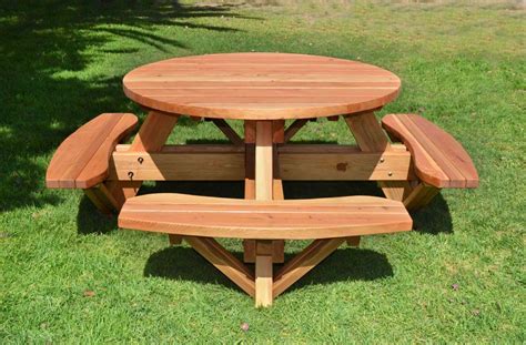 Best Choice Products 6 Person Circular Outdoor Wooden Picnic Table For Patio Backyard Garden
