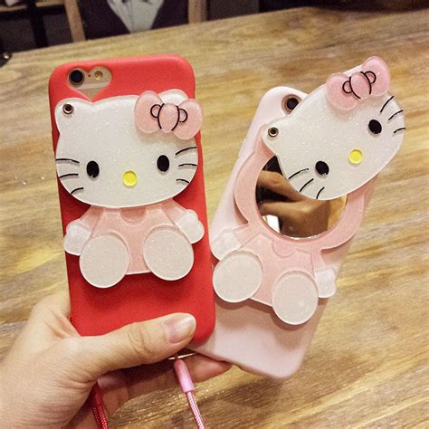 3d Cute Hello Kitty Cartoon Mirror T Silicone Case Cover Back Skin