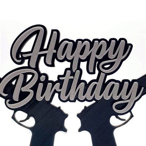 Feliz Cumpleaños Doble Guns Cake Topper Centerpiece Decoración Etsy