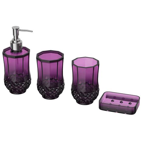 Accents Cristallo Purple 4pc Bathroom Accessory Set