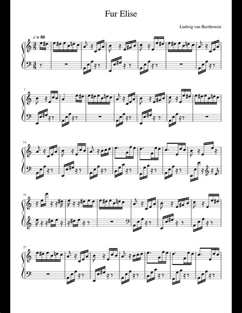Fur elise by beethoven simplified version printable piano sheet. Fur Elise First part sheet music for Piano download free in PDF or MIDI