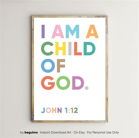 I Am A Child Of Godbible Verse Printchristian Etsy