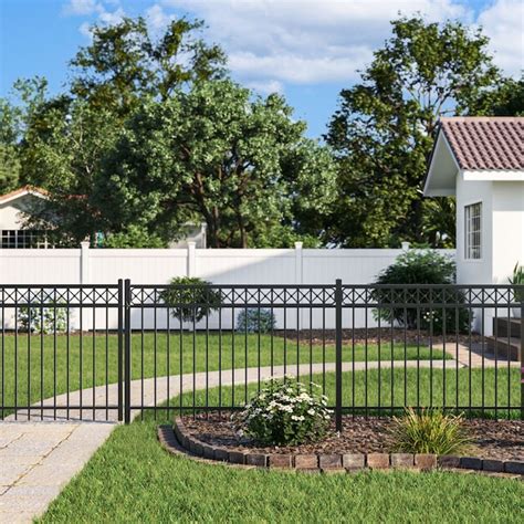 freedom hampshire 4 ft h x 6 ft w black aluminum spaced picket flat top decorative fence panel