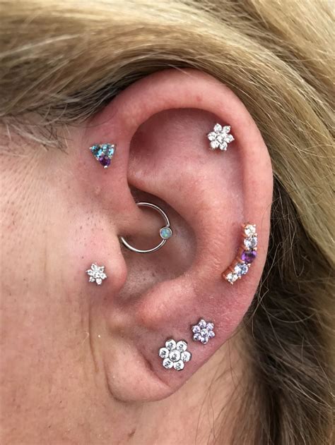 Daith Tragus Forward Helix And Helix Piercing By Bradlee At