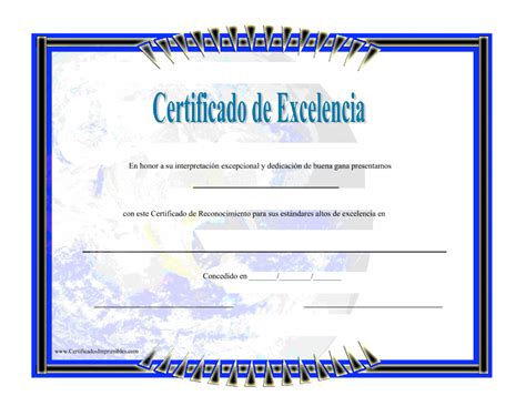 Certificado De Excelencia Download Printable Pdf Spanish Templateroller