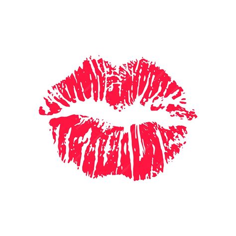 Premium Vector Female Red Lipstick Kiss Isolated On White Background Lipstick Kisses On White