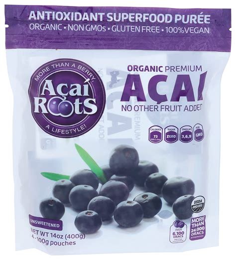 Acai Roots Acai Pouches Organic 352 Ounce Pack Of 4