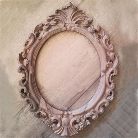 Carved Wooden Mirror Frame Vintage Oval Forefathers Art