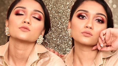 Rose Gold Smokey Eye Look Indian Wedding Guest Makeup Youtube