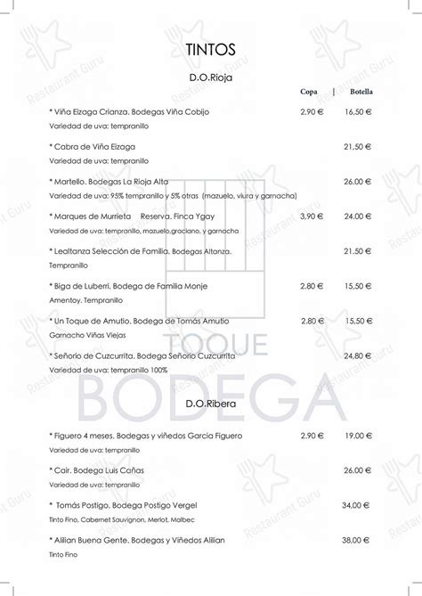 Carta Del Restaurante Toque Majadahonda