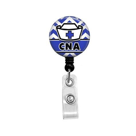 Cna Badge Reel Certified Nursing Assistant Blue Chevron Etsy Uk