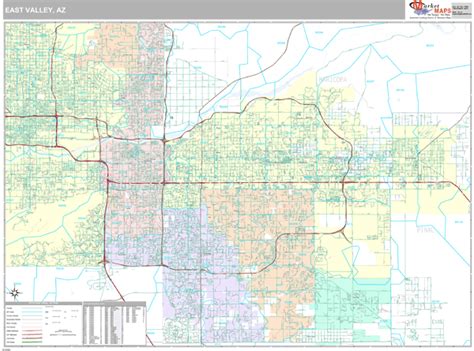 East Valley Az Metro Area Wall Map Premium Style By