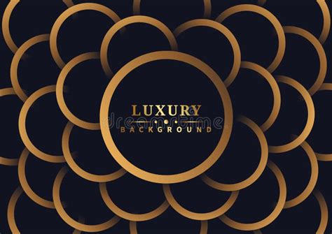 Abstract Golden Circles Lines Overlapping On Dark Background Luxury