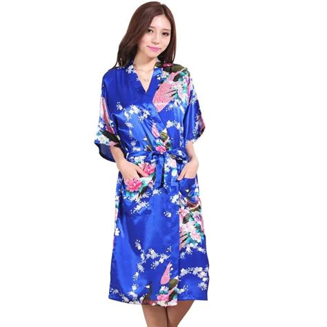 Size S Xxxl Blue Chinese Women S Silk Nightgown Sexy Lingerie Bridesmaid Wedding Robe Kimono
