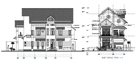 Bungalow Sectional Elevation Detail Presented In This Cad Drawing File