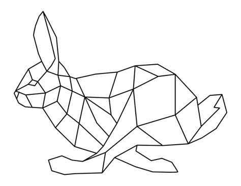Printable Running Geometric Rabbit Coloring Page