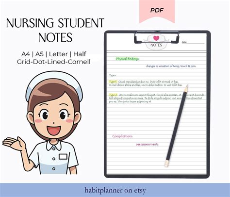 Nursing Student Notes Digital Nursing School Notes Editable Student