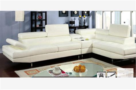 Sectional sofas are pieces of furniture that are connected by hooks and latches. Modern White Leather Sectional Sofa Couch Console ...
