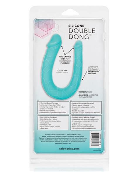 silicone double dong ac dc dong teal blue on