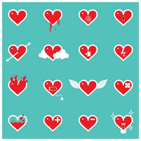 Premium Vector Heart Icon Different Emotion Vector Illustration