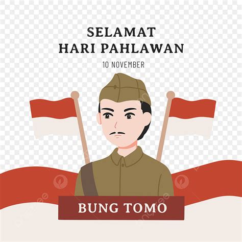 Ilustrasi Poster Bung Tomo Untuk Hari Pahlawan Indonesia Dalam Gaya
