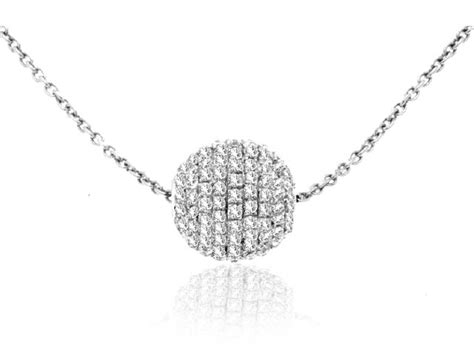 18k Wg Diamond Ball Pendant Necklace