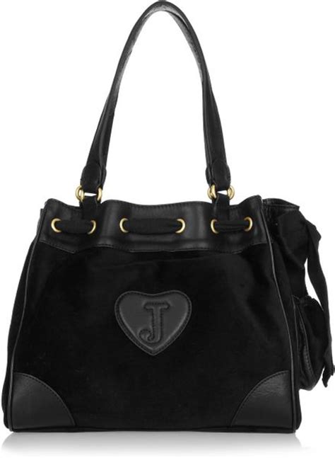Juicy Couture Daydreamer Velour And Leather Bag In Black Lyst